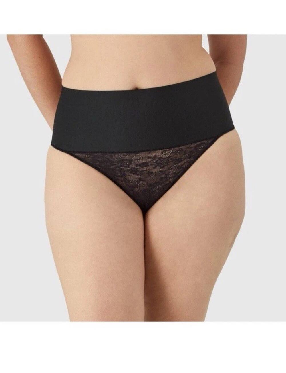 Maidenform SE0049 Tame Your Tummy Thong Shapewear Black - 2XL - Firm Control
